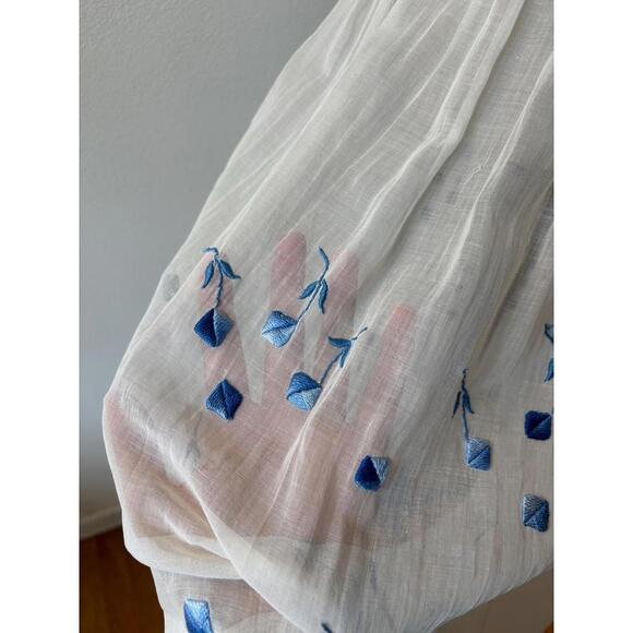 Vintage 1930s Hungarian Embroidered Blue & White Dress - Picture 8 of 8